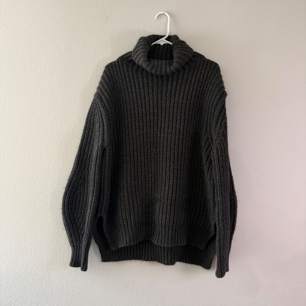 Zadig & Voltaire Della Awa Grey Alpaca Wool Ribbed Turtleneck Sweater WGMW1102F
